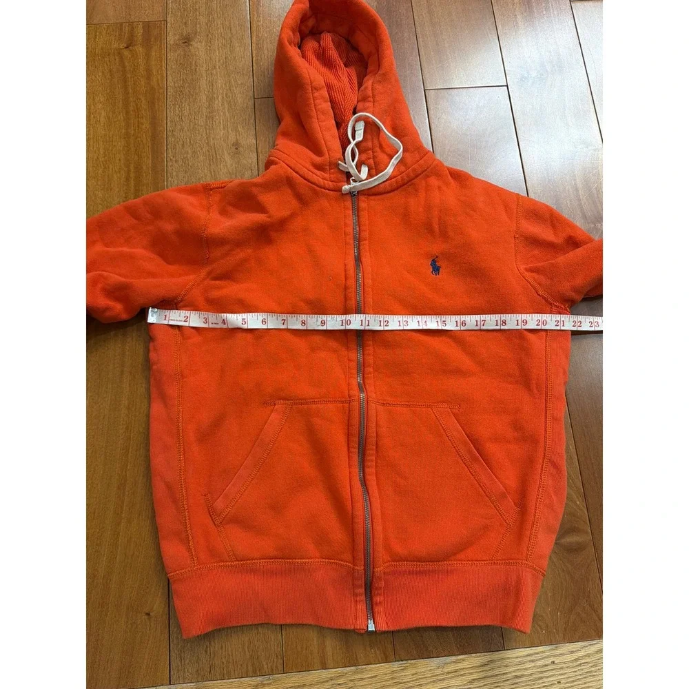 Polo Ralph Lauren Hoodie Mens Orange Full Zip Fleece Pony Logo‎ Medium